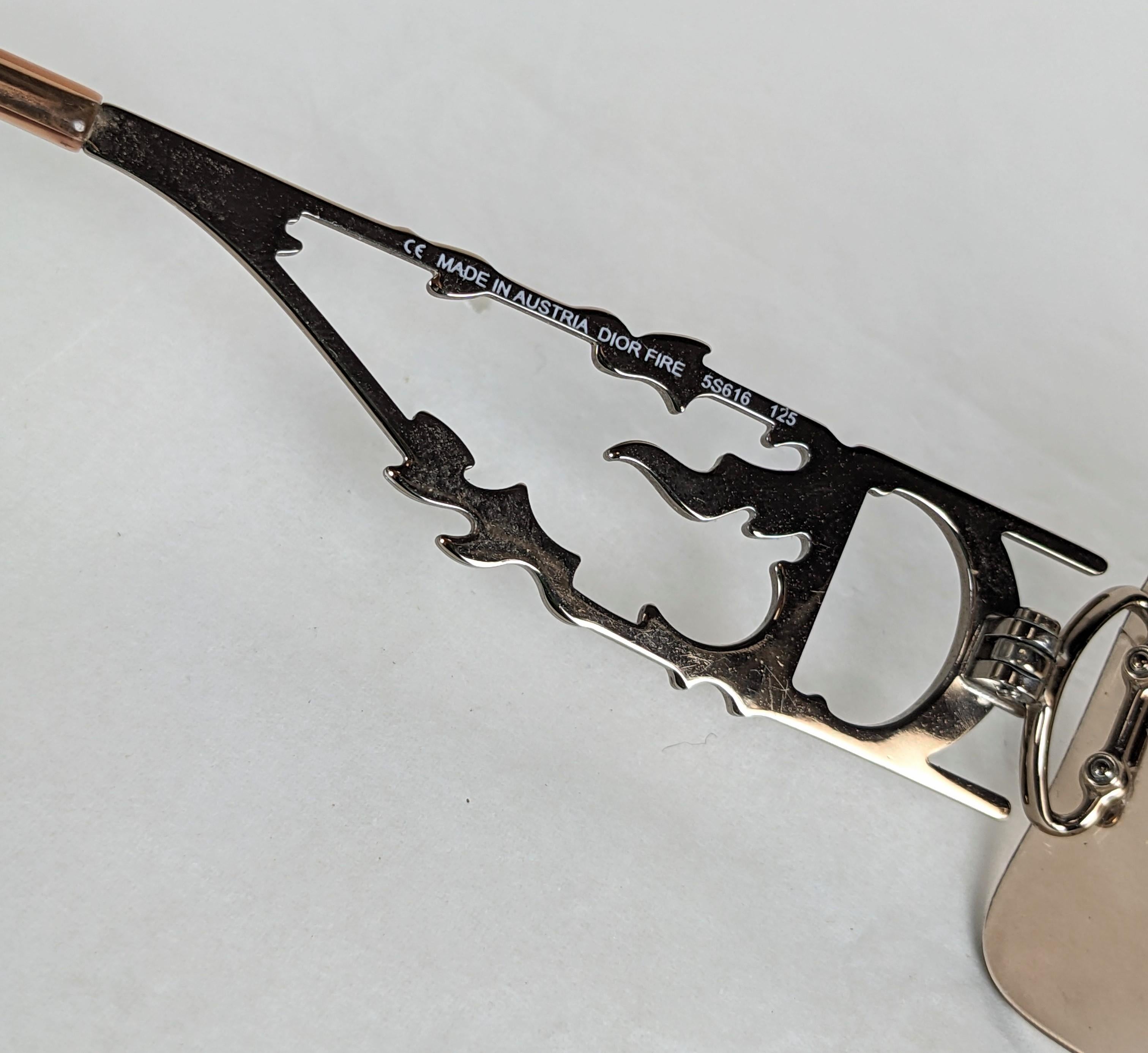 Galliano Dior Logo Sunglasses, Pave Flame Fire Frames, Y2K For Sale 3