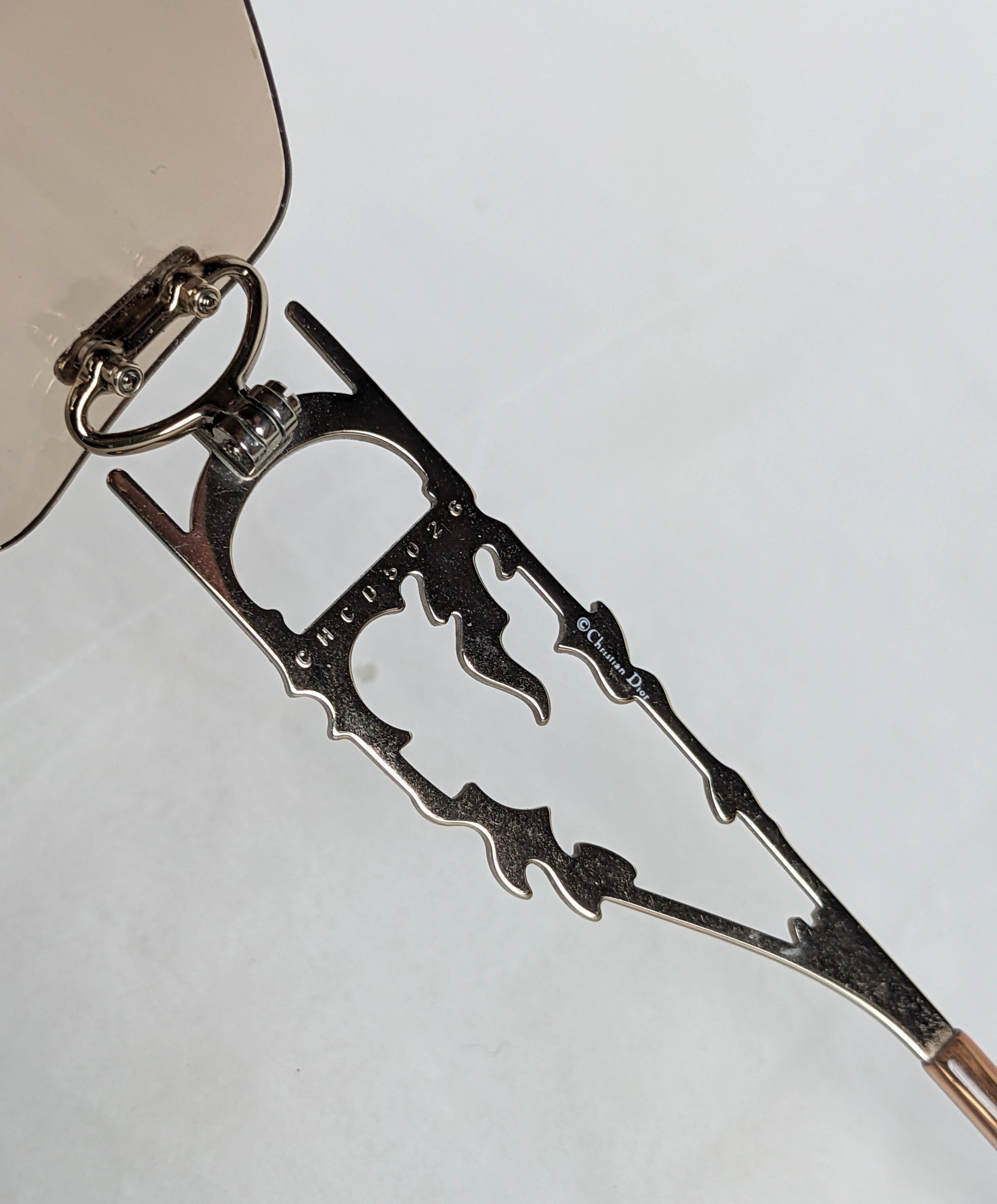 Galliano Dior Logo Sunglasses, Pave Flame Fire Frames, Y2K For Sale 4