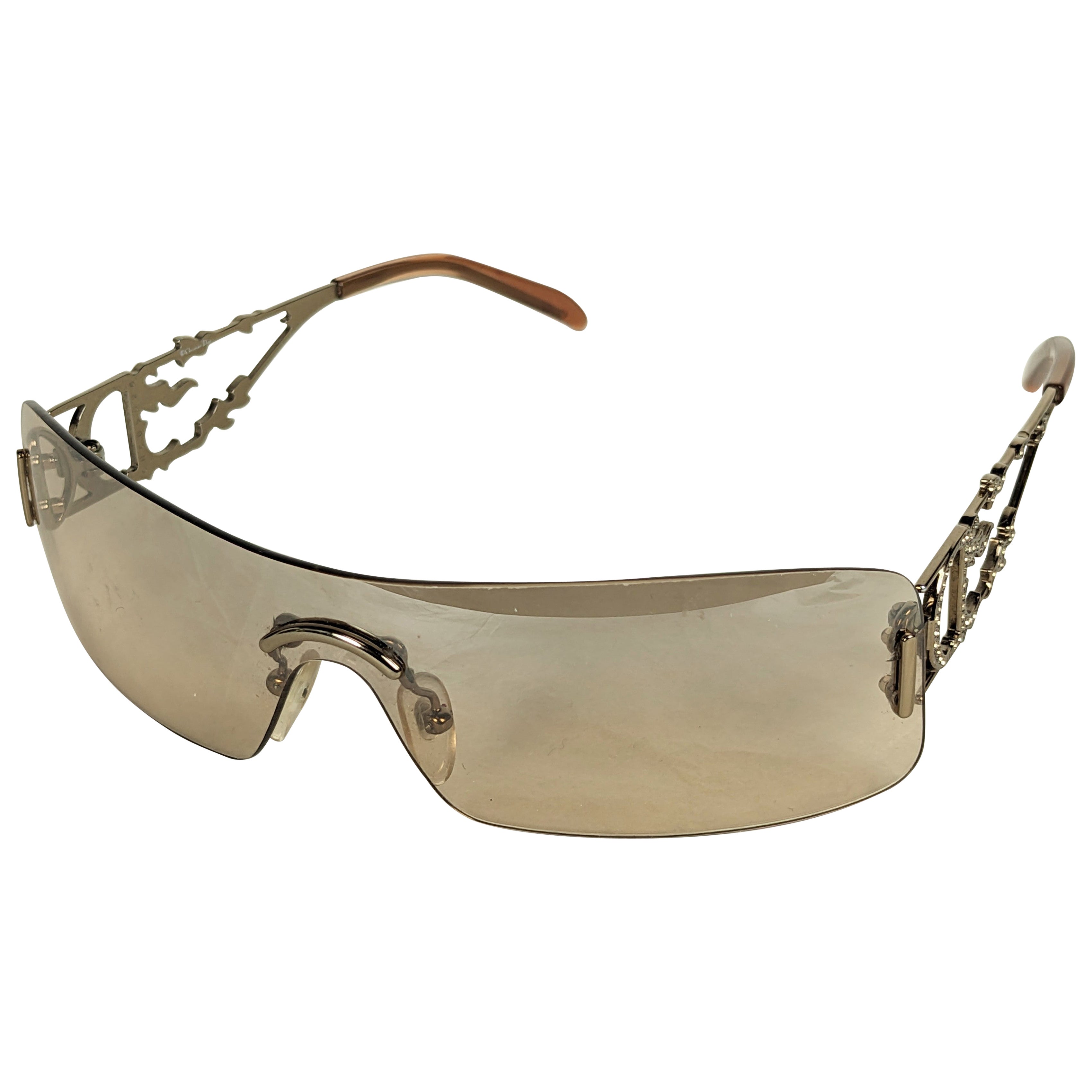 Galliano Dior Logo Sunglasses, Pave Flame Fire Frames, Y2K For Sale