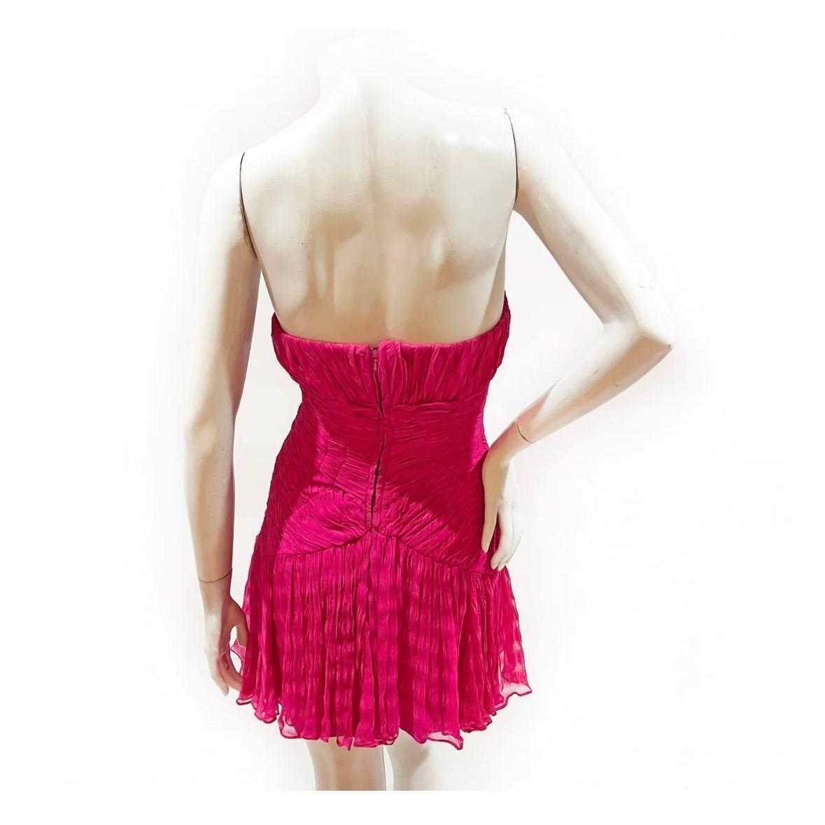 Galliano Dior Magenta Mini Dress Spring2009 In Excellent Condition For Sale In Los Angeles, CA