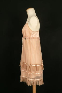 Galliano Dress in Powder Pink Muslin, Size 40