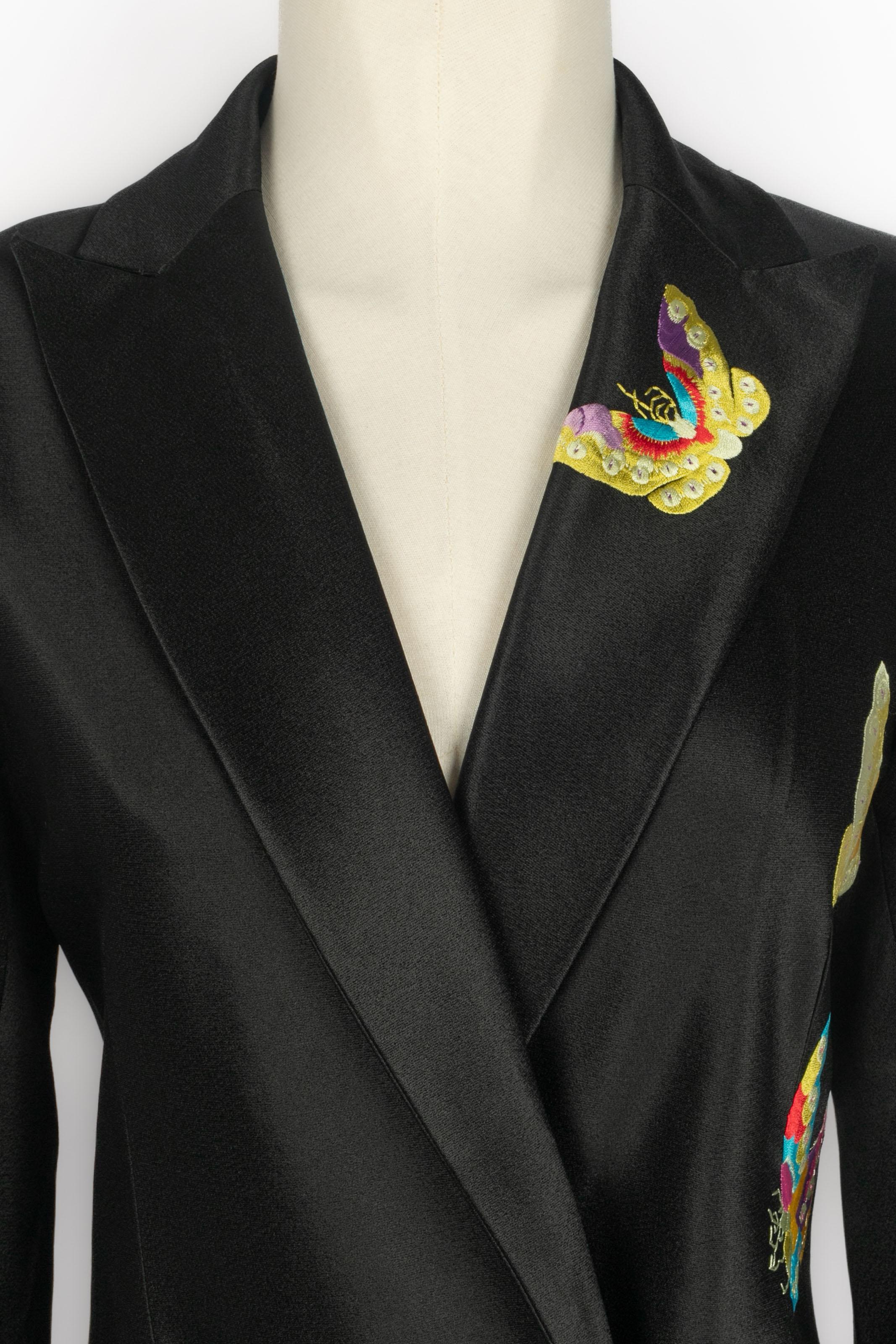 Black Galliano embroidered jacket For Sale