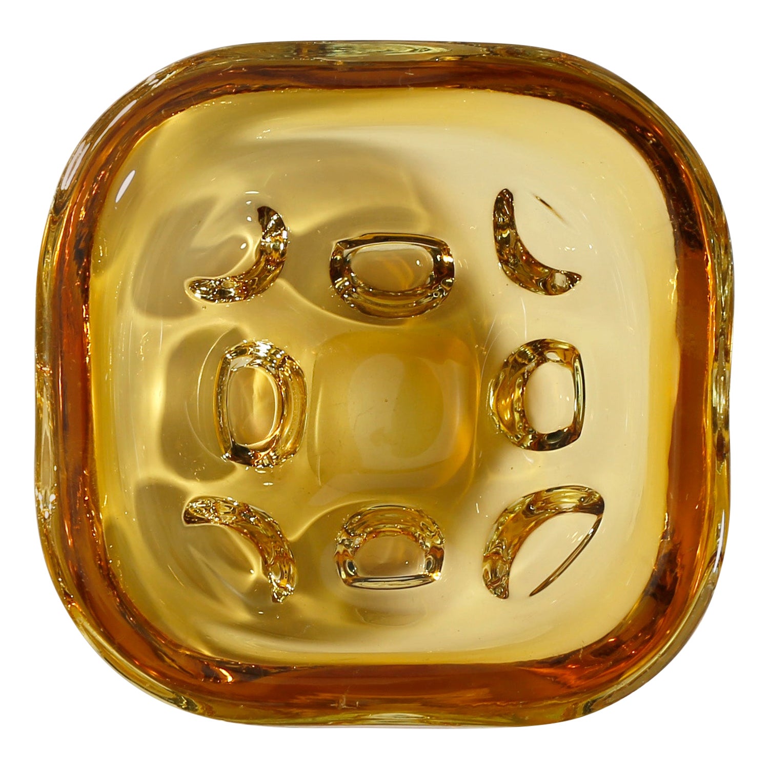 Amber Murano Glass Decorative Catchall Bowl, Galliano Ferro, 1960s For Sale
