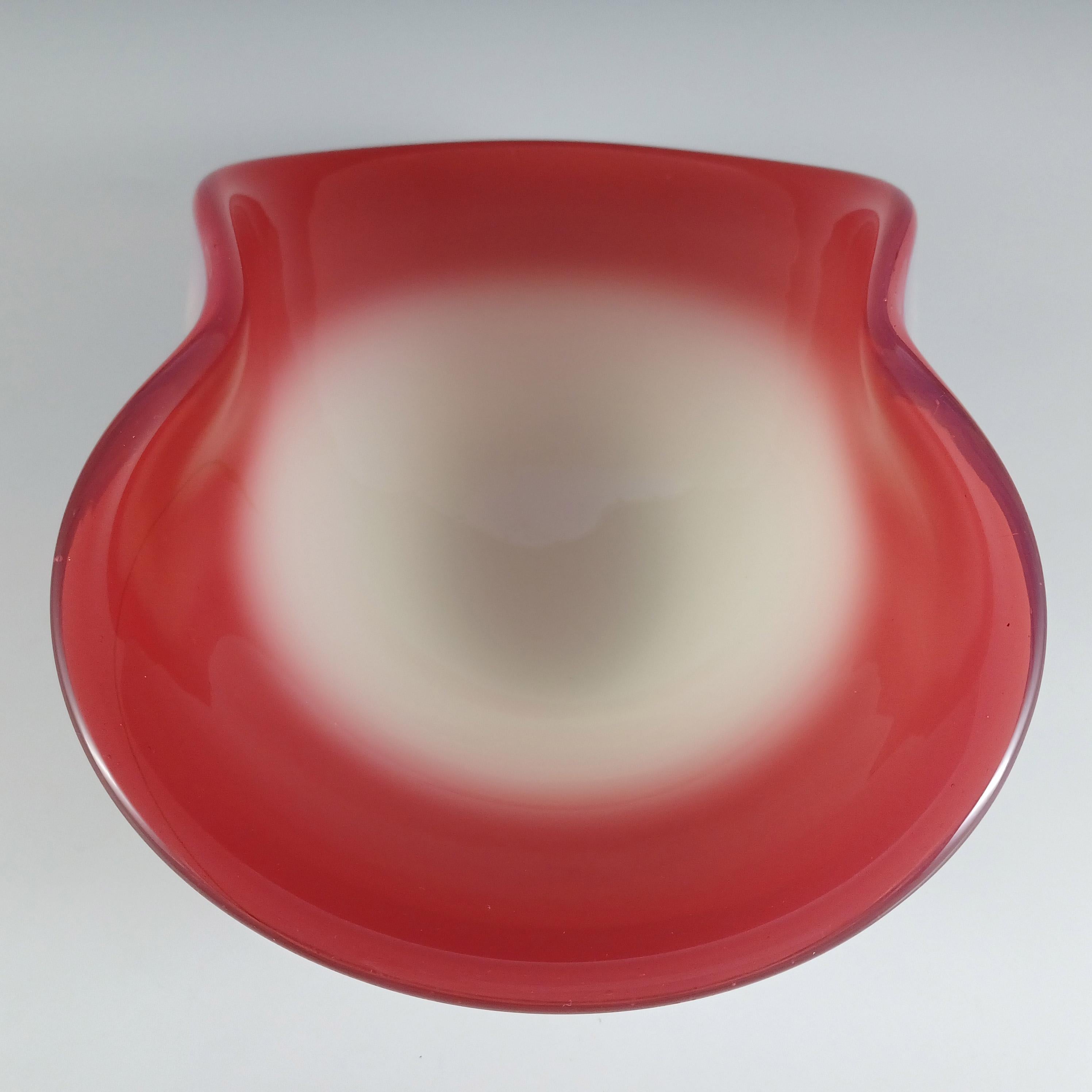 Galliano Ferro Murano Large Pink & Opalescent White Glass Bowl For Sale 1