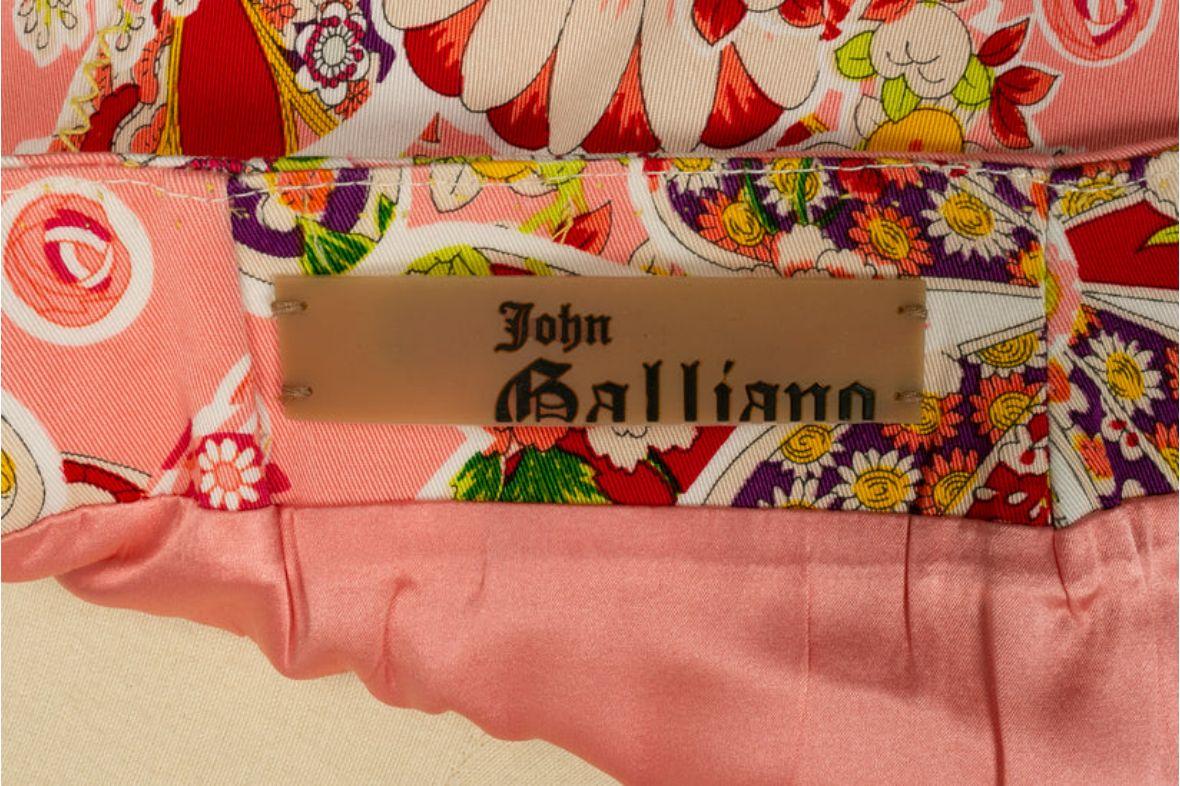 Galliano Floral Print Skirt, Size 38FR For Sale 5