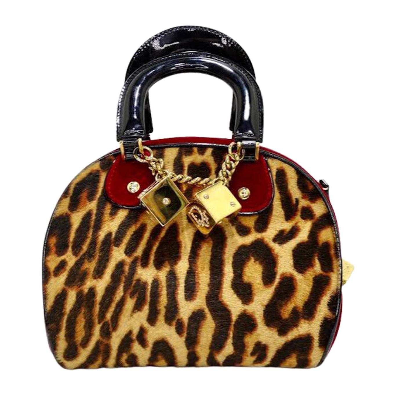 Galliano for Christian Dior Leopard Gambler Dice Bowler Bag