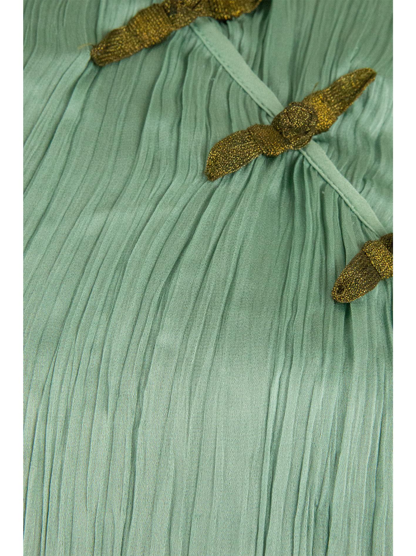 Gray Galliano For Dior 1999 Green Silk Cheongsam Blouse