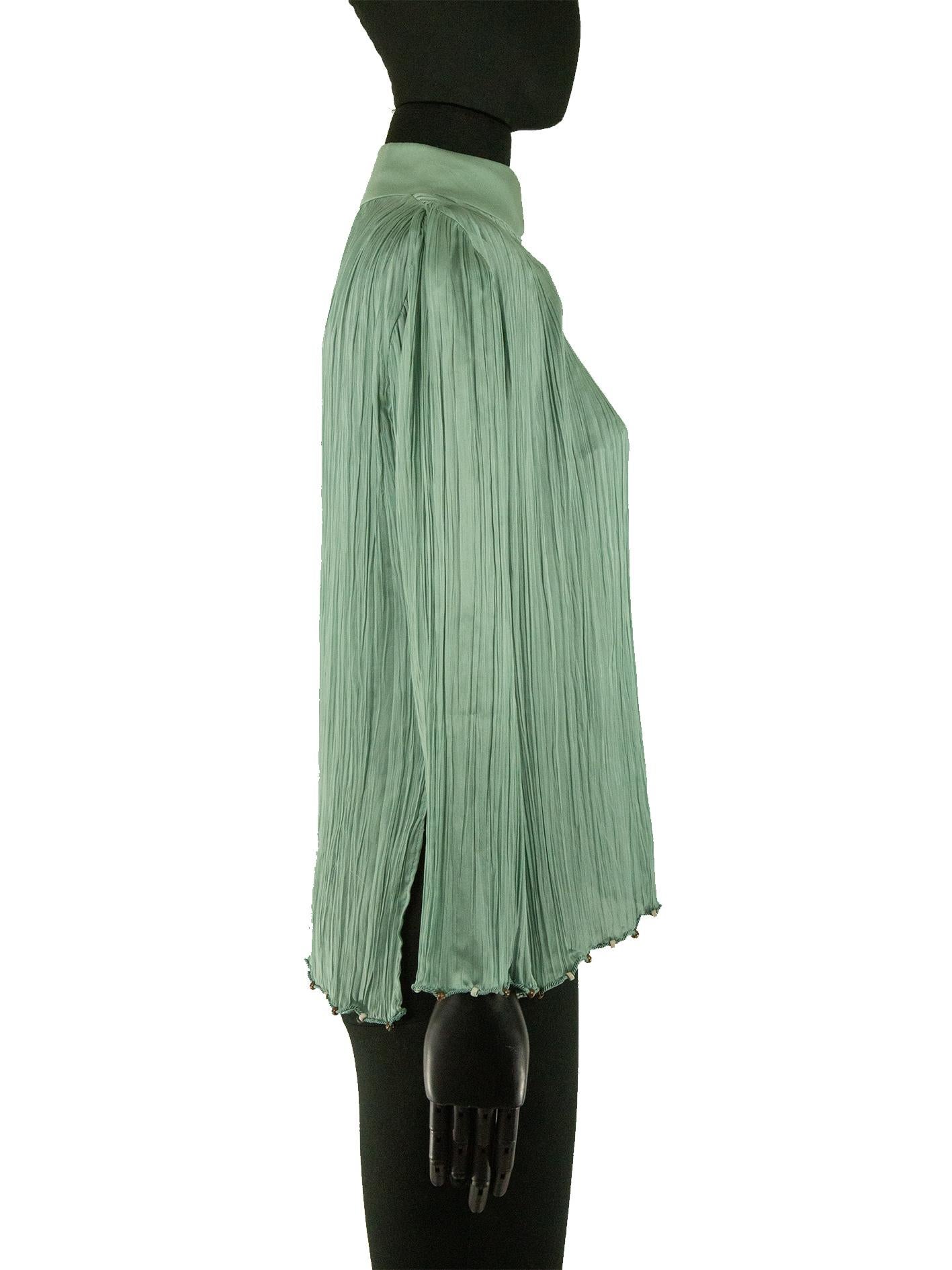 Galliano For Dior 1999 Green Silk Cheongsam Blouse 1