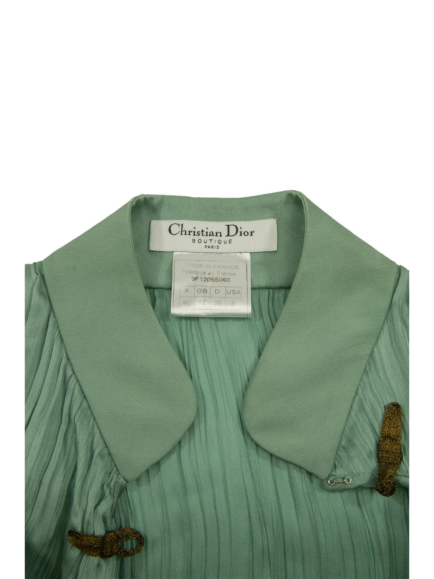 Galliano For Dior 1999 Green Silk Cheongsam Blouse 2