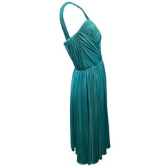 Galliano for Dior S/S Teal Pleated Silk Jersey Dress, 2005