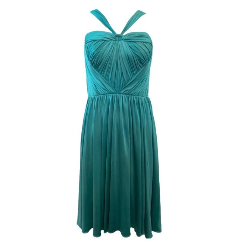 Galliano for Dior S/S Teal - Robe plissée en jersey de soie, 2005 en vente