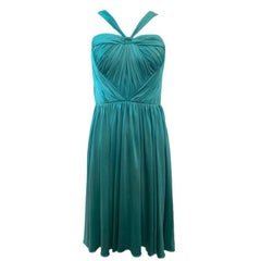 Galliano for Dior S/S Teal - Robe plissée en jersey de soie, 2005