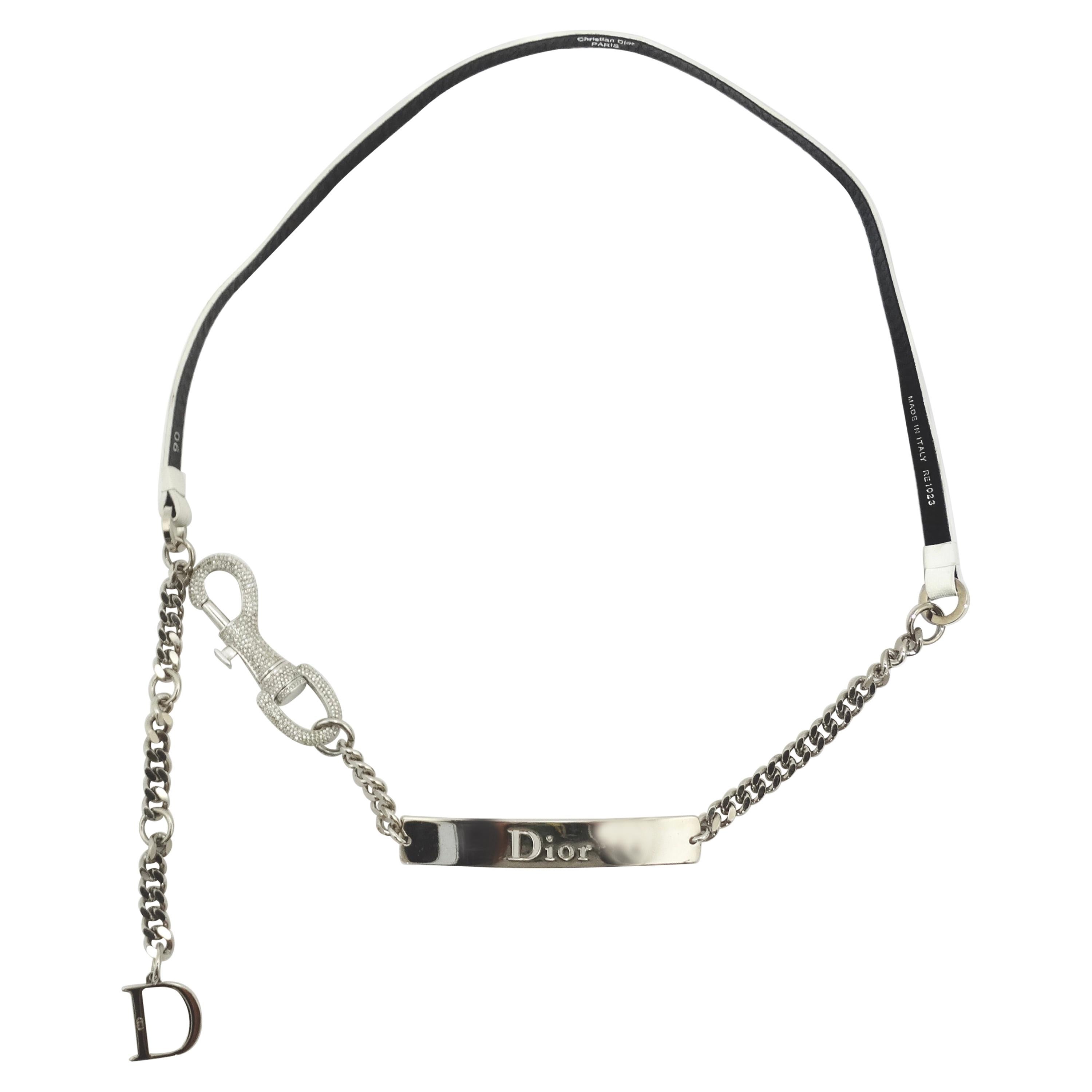 Galliano for Dior White Leather Chain Belt