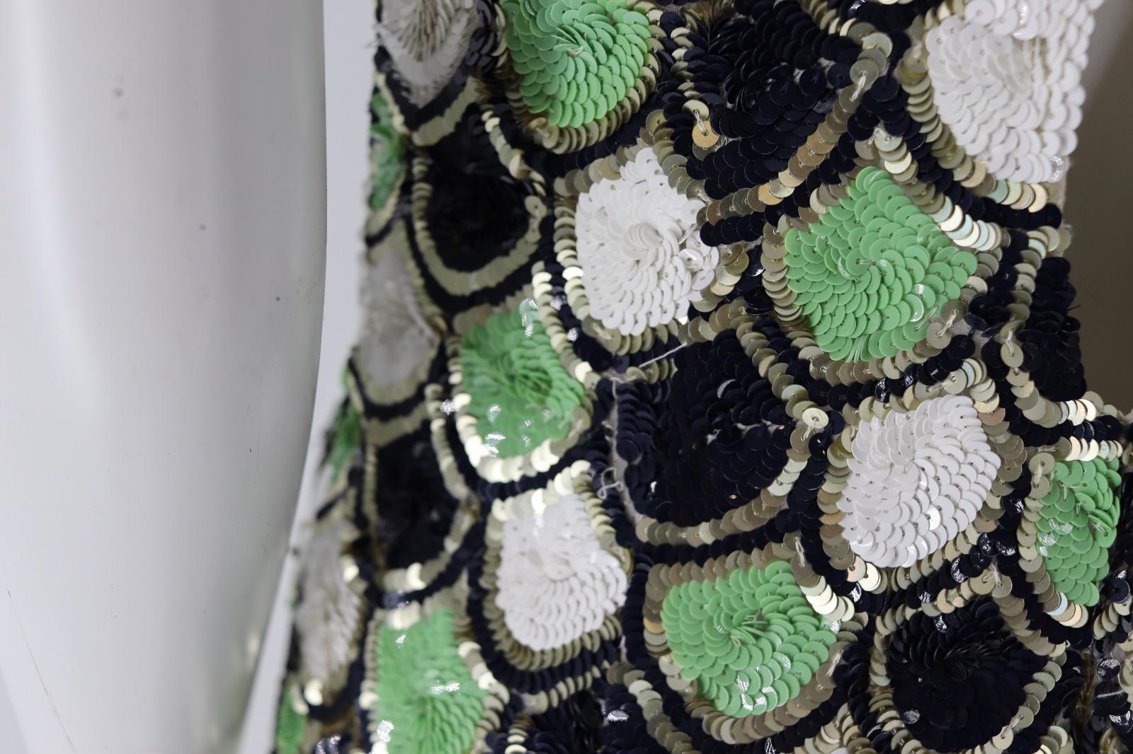 Women's or Men's Galliano Green Black And White Dress Sequins