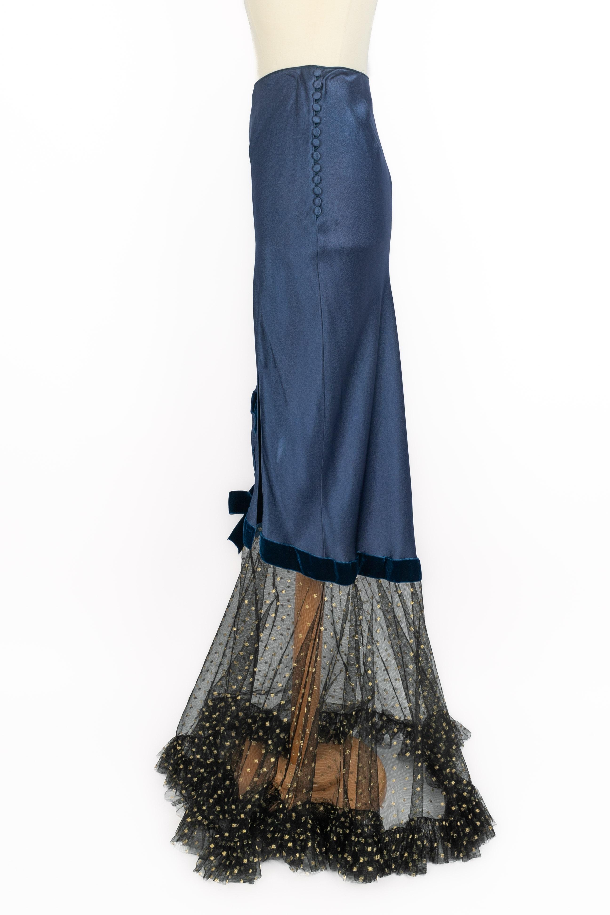 Galliano Langer Seidenrock Damen im Angebot