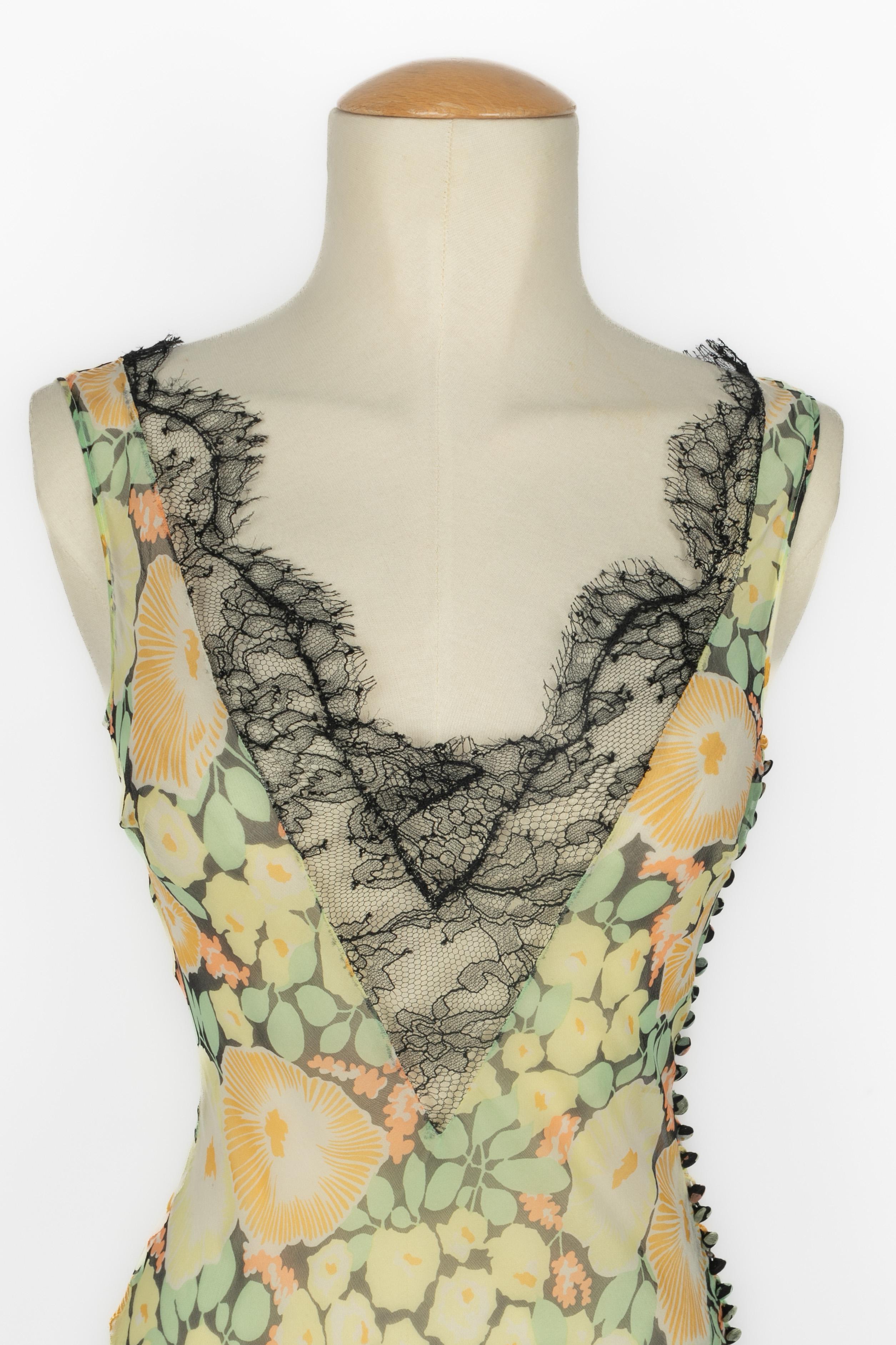 Galliano Musselin-Kleid (Beige) im Angebot