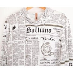Galliano Newspaper Print Hooded Sweatshirt