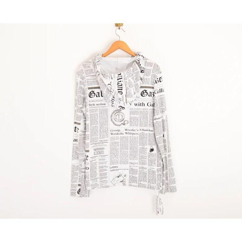 Galliano Newspaper Print Hooded Sweatshirt For Sale 2