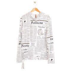 Galliano Newspaper Print Hooded Sweatshirt