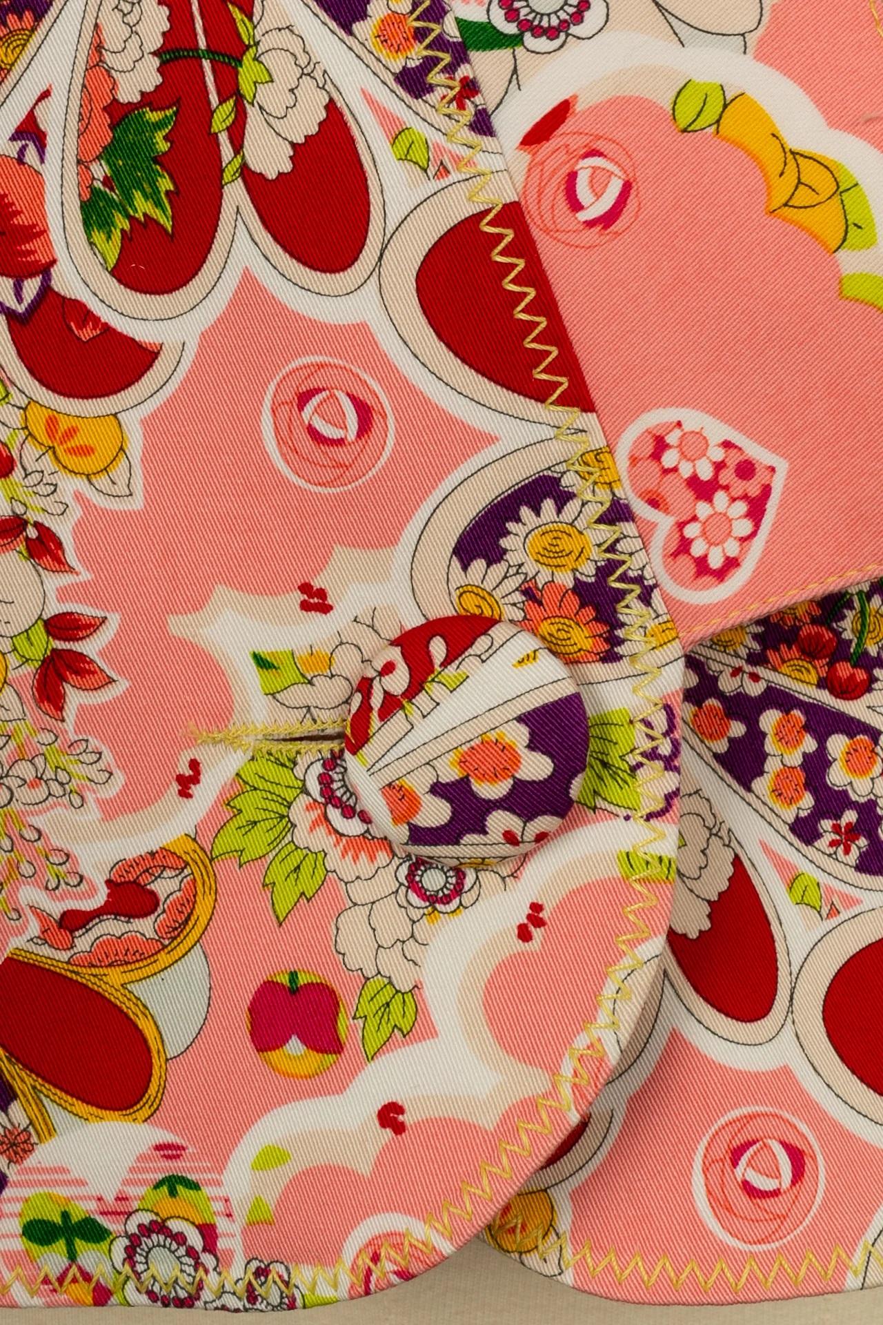 Galliano - Veste en coton rose imprimée de fleurs en vente 3