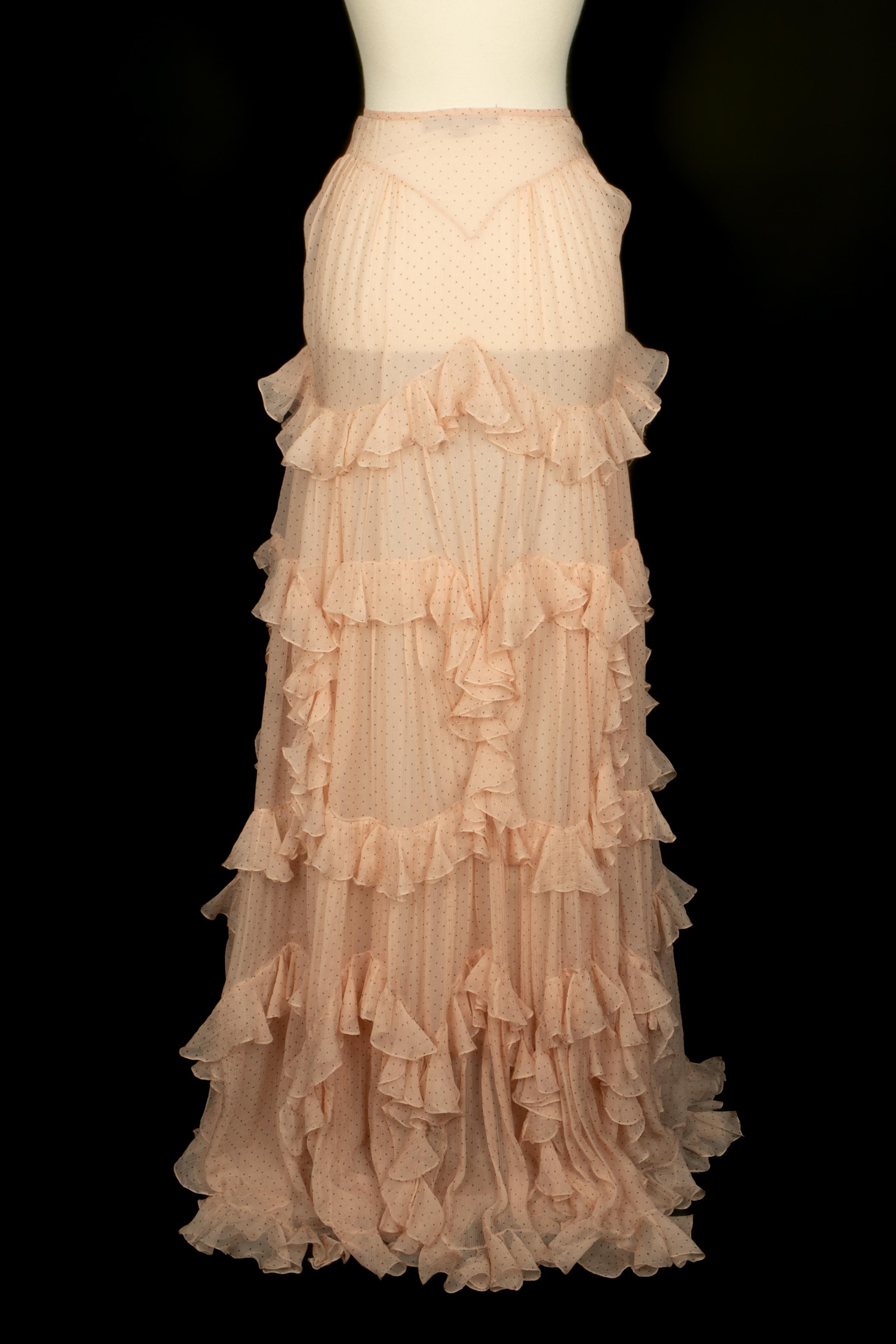 Falda de muselina rosa Galliano en Excelente estado para la venta en SAINT-OUEN-SUR-SEINE, FR