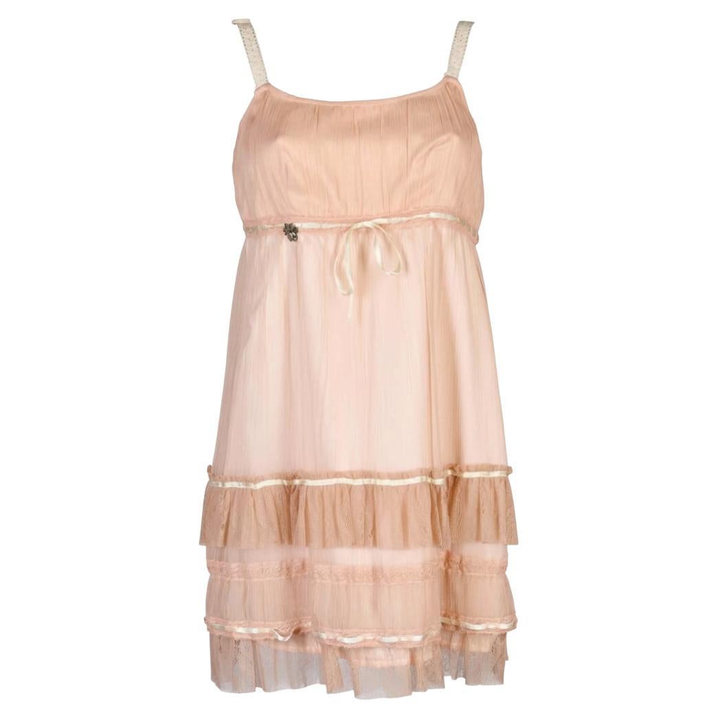 Galliano Pink Silk Chiffon "Boudoir" Slip Dress - Early 2000s en vente