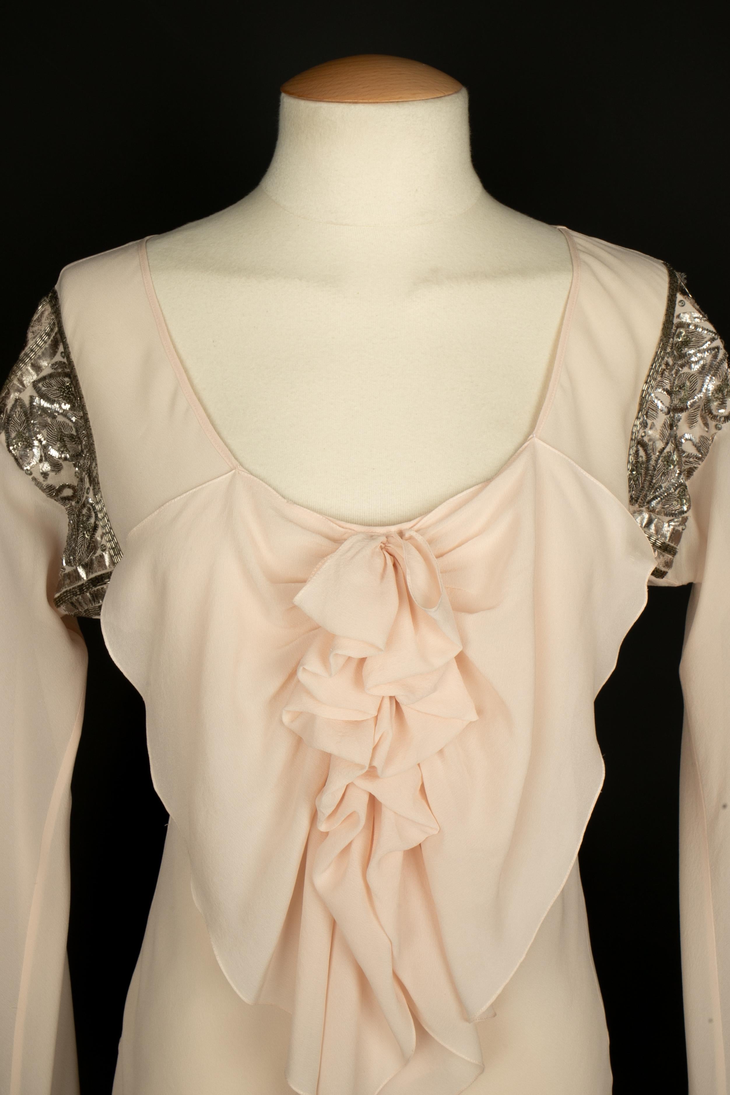 Top de seda rosa Galliano Beige en venta