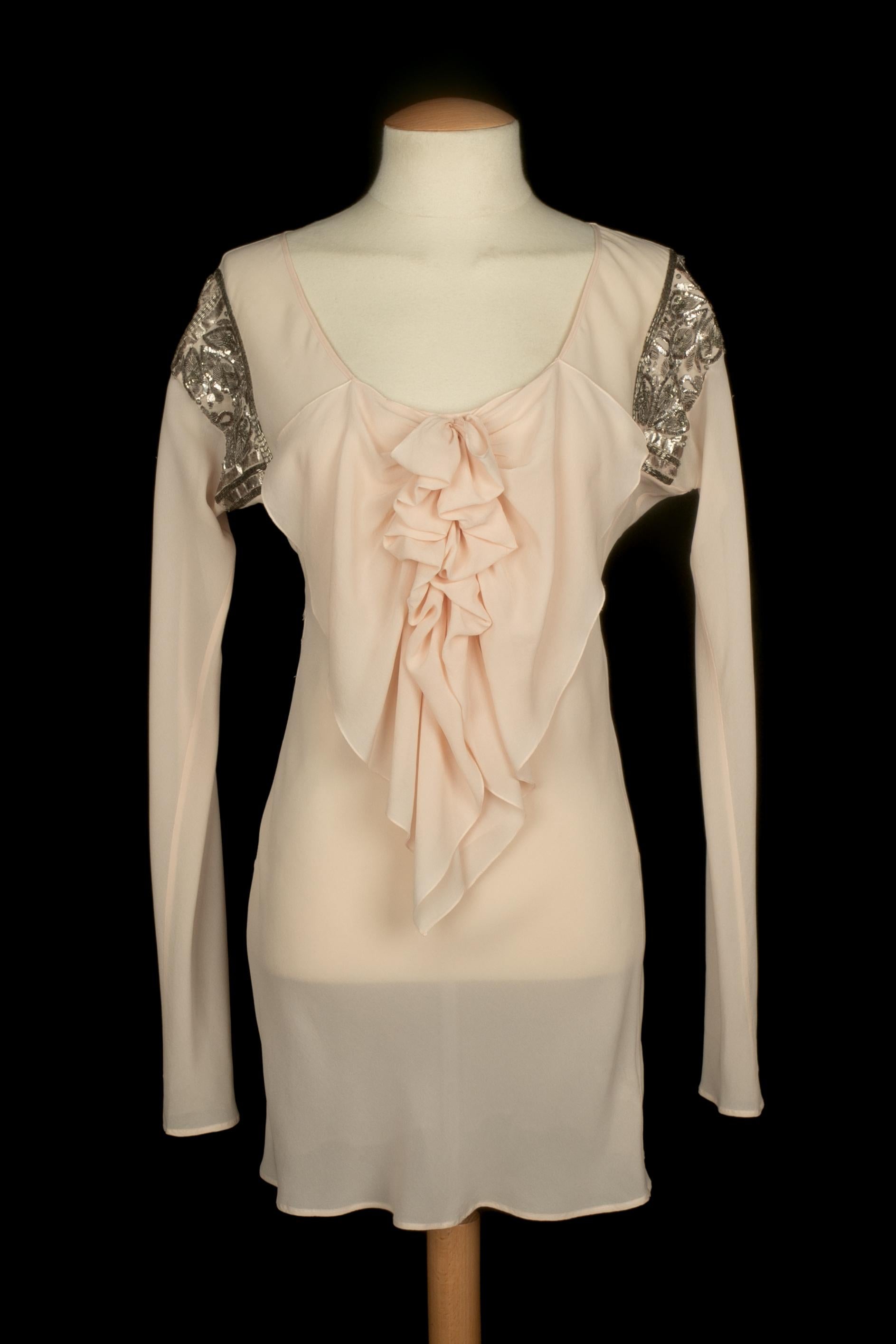 Top de seda rosa Galliano en venta