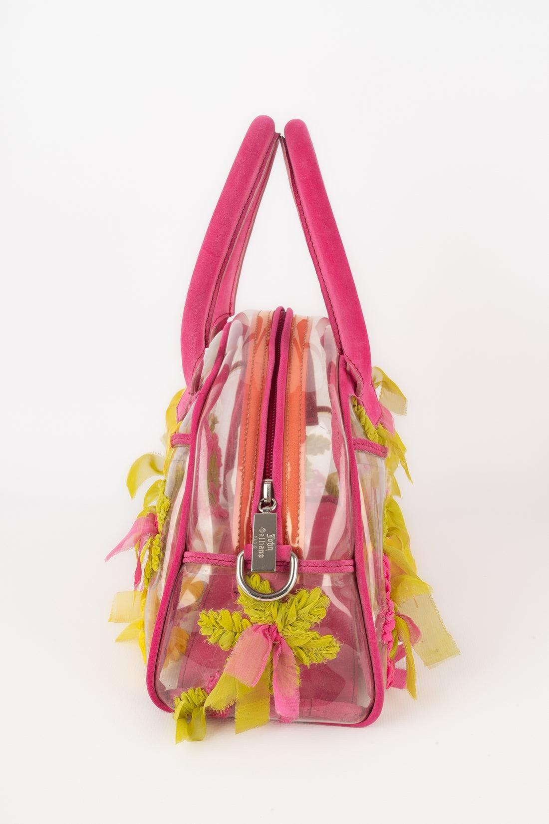 Galliano PVC Bag with Pink Leather In Excellent Condition For Sale In SAINT-OUEN-SUR-SEINE, FR