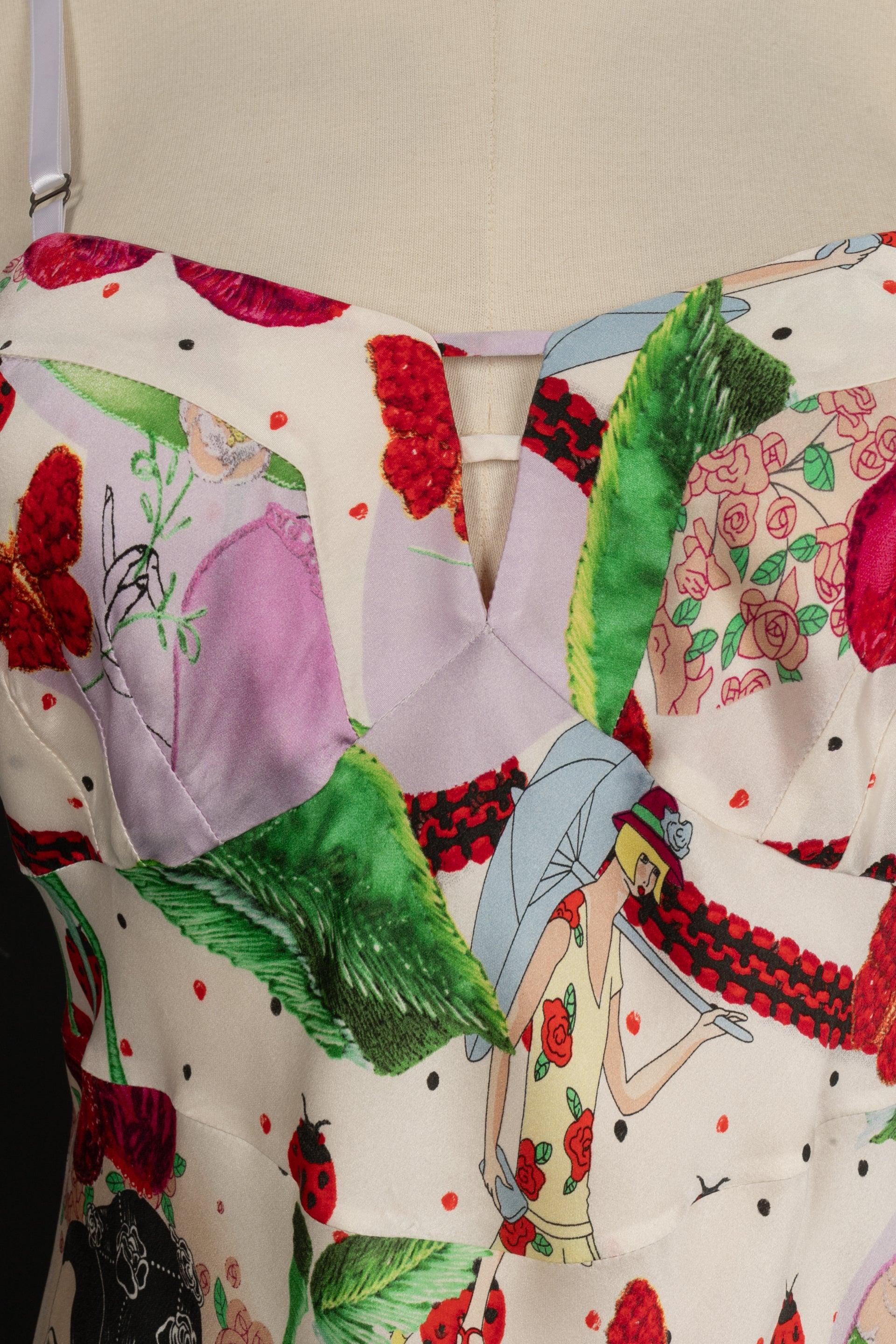 Women's Galliano Silk Mid-Length Printed Dress