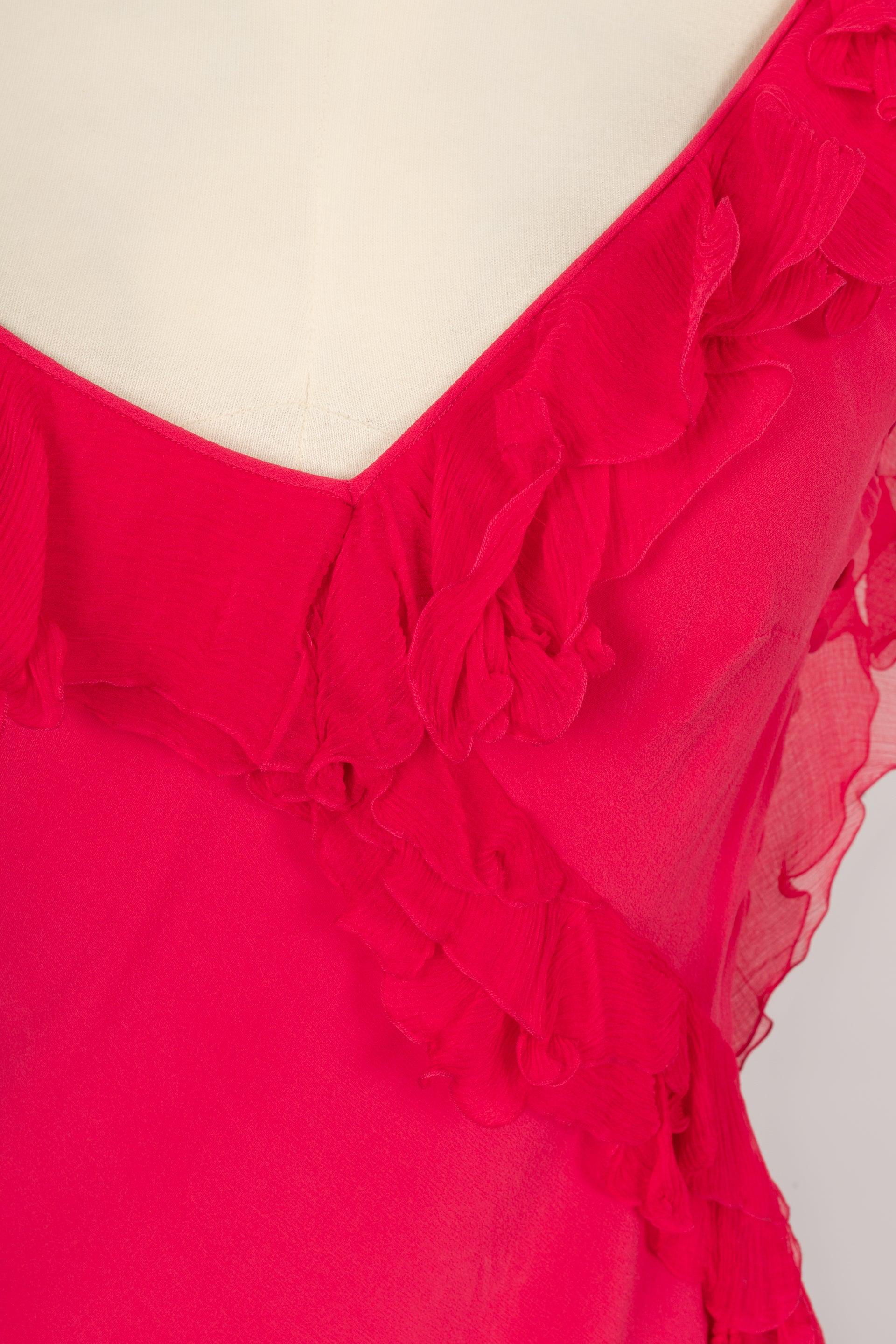 Galliano Silk Muslin and Silk Long Dress in Pink Tones 1