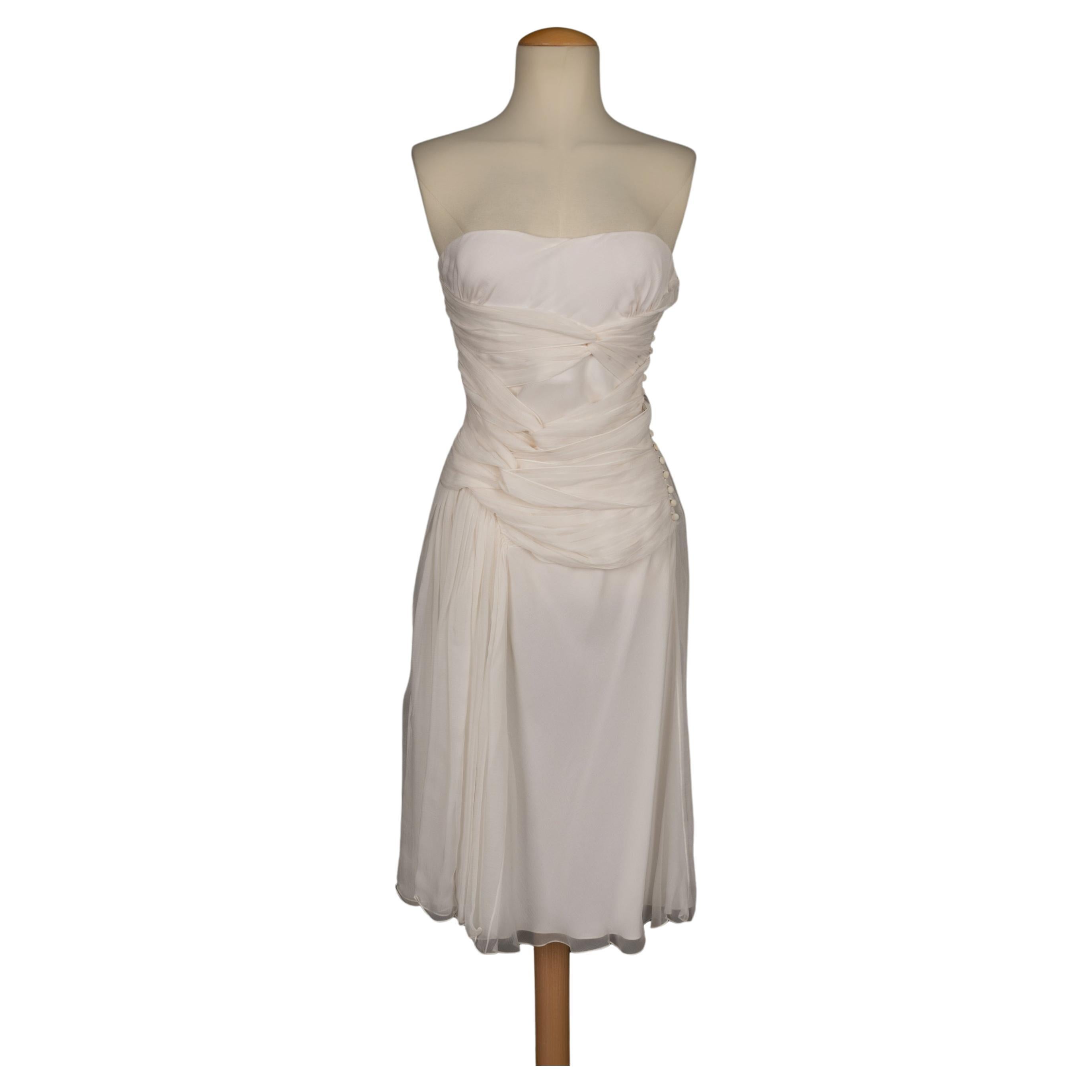 Galliano Silk Muslin Bustier Dress For Sale