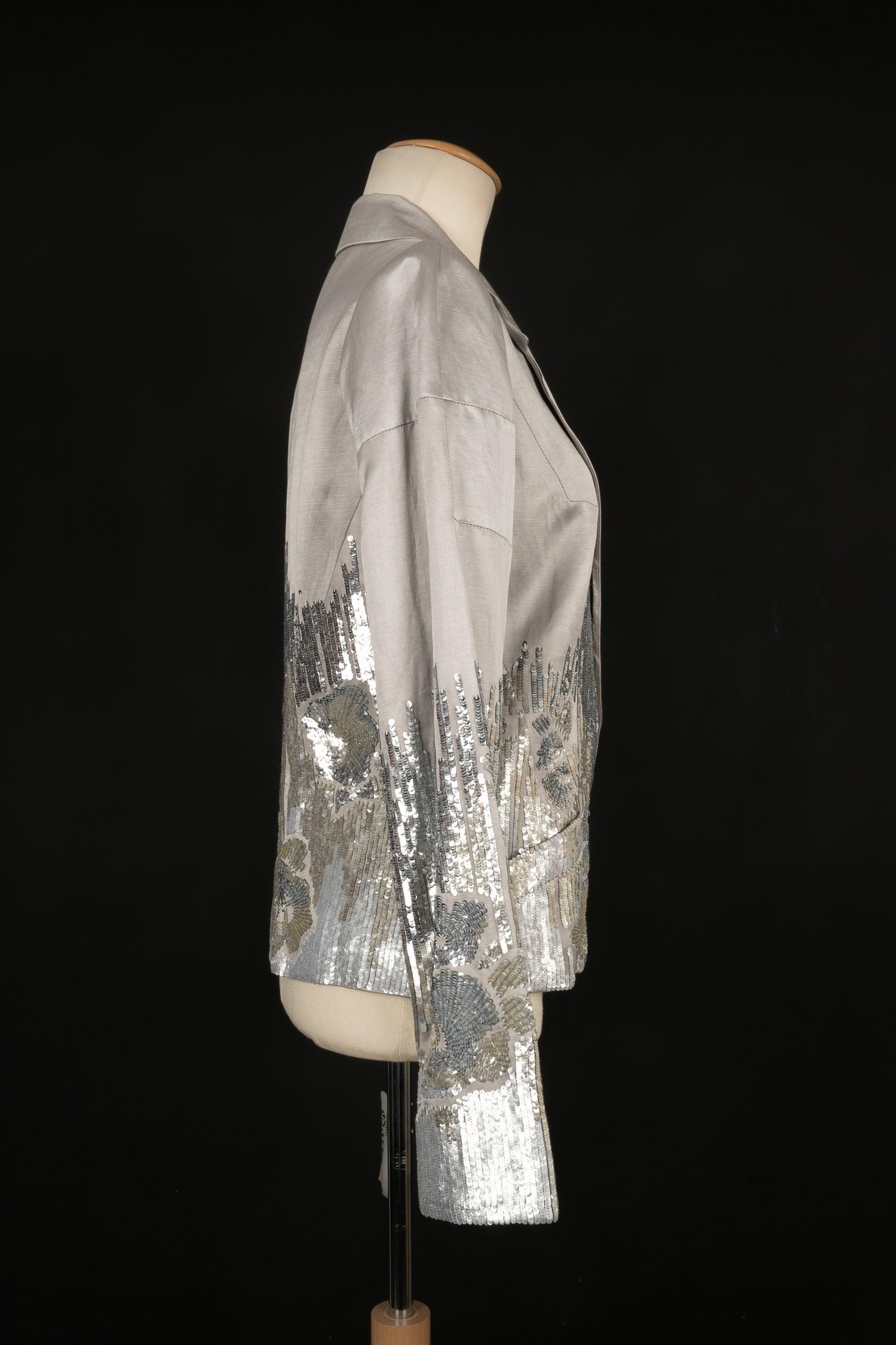 Women's Galliano Silvery Silk and Linen Jacket, 2007 For Sale