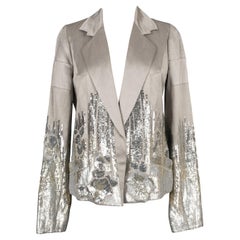 Chaqueta Galliano de seda plateada y lino, 2007