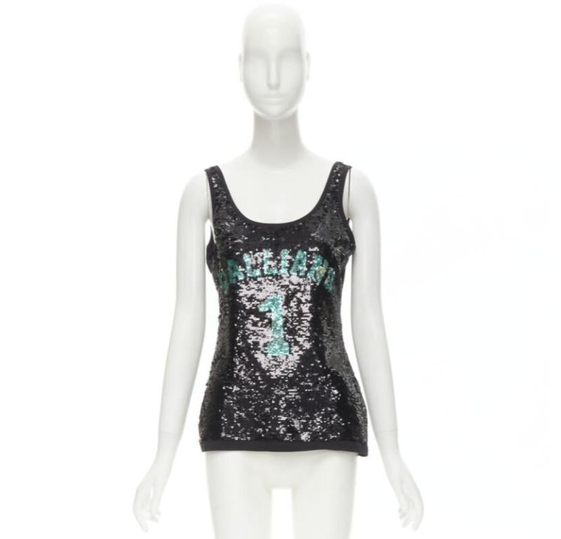 GALLIANO Vintage John Galliano 1 Y2K Tank-Top mit schwarzen und grünen Pailletten, M im Angebot 4