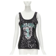 GALLIANO Vintage John Galliano 1 black green sequins Y2K tank top M