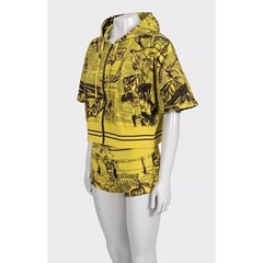 Galliano Vintage Yellow Printed Jacket & Shorts Suit Set Size S