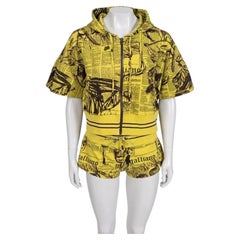 Galliano Vintage Yellow Printed Jacket & Shorts Suit Set Size S