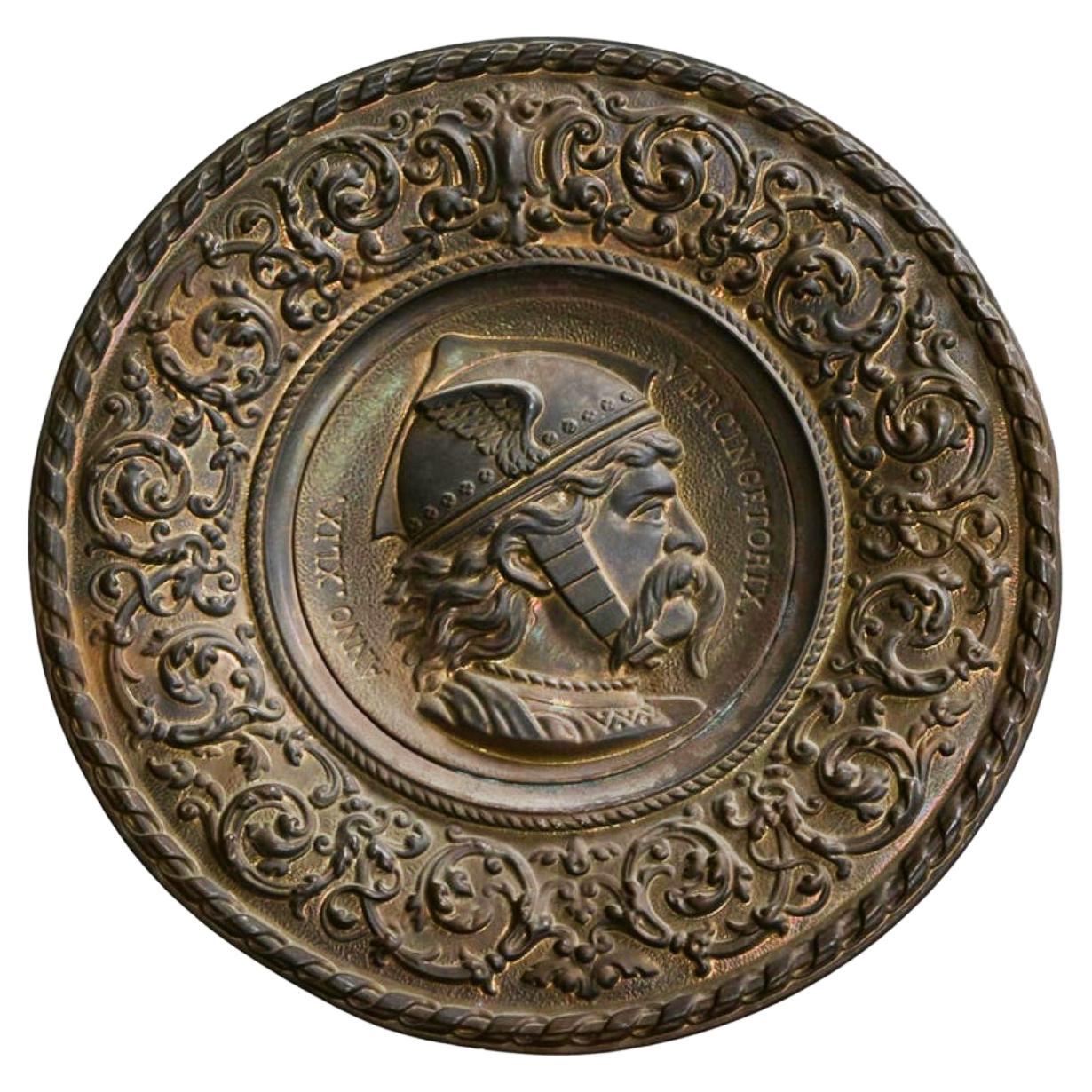 Gallischer König Vercingetorix Repoussé aus patiniertem Kupfer 19.