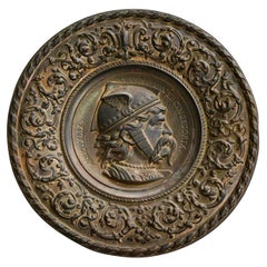 Gallic King Vercingetorix Repoussé in Patinated Copper 19th Century