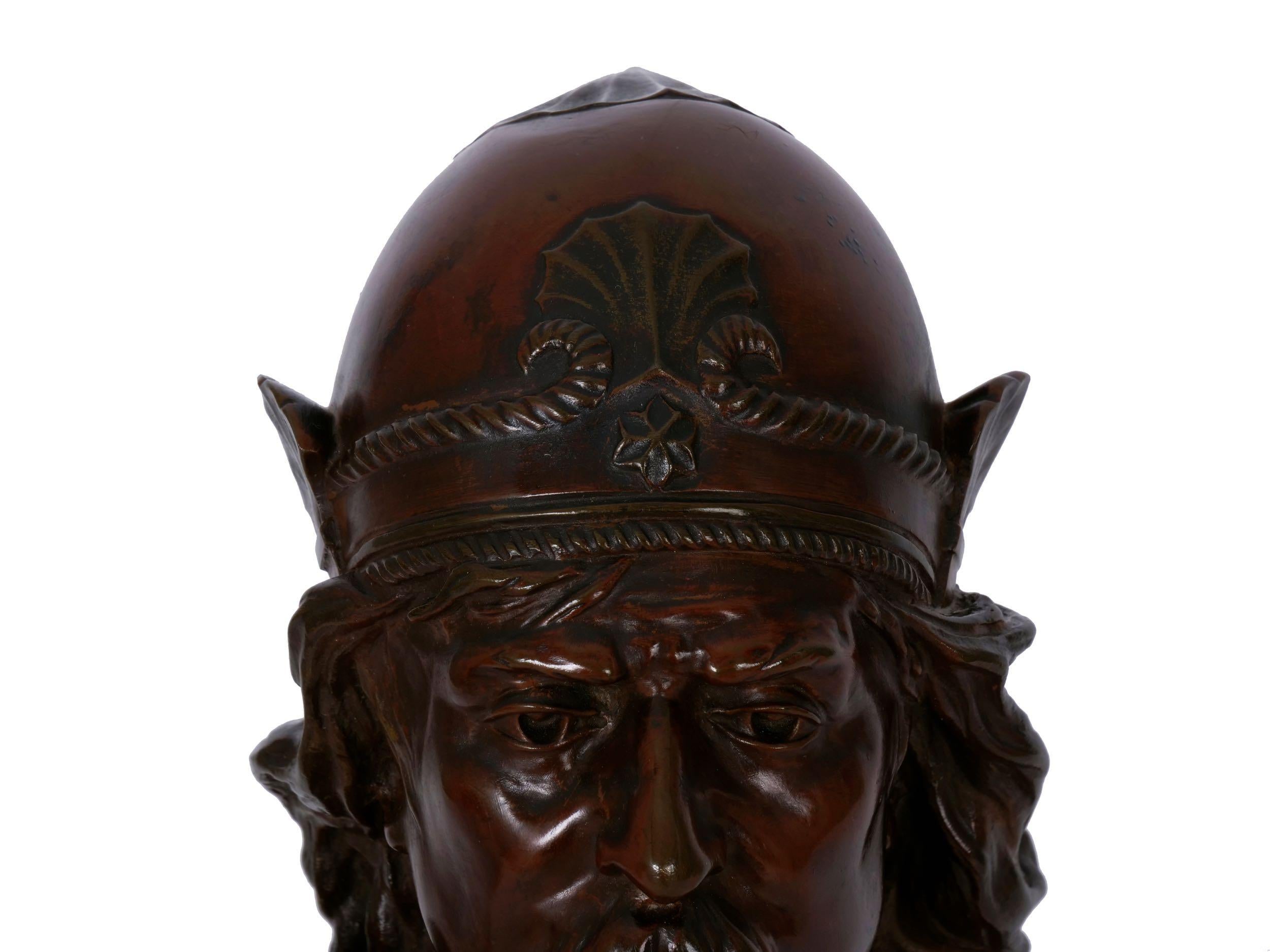 “Gallic Warrior” Antique French Bronze Sculpture Bust by Albert Froger 7