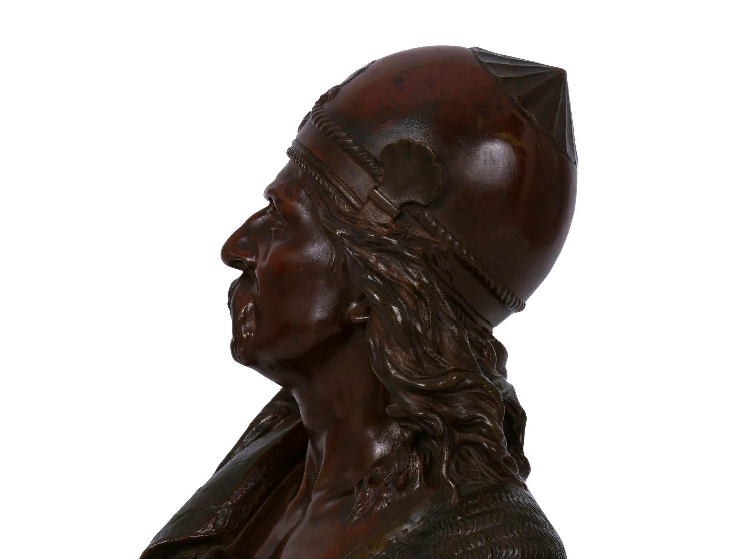 “Gallic Warrior” Antique French Bronze Sculpture Bust by Albert Froger 9