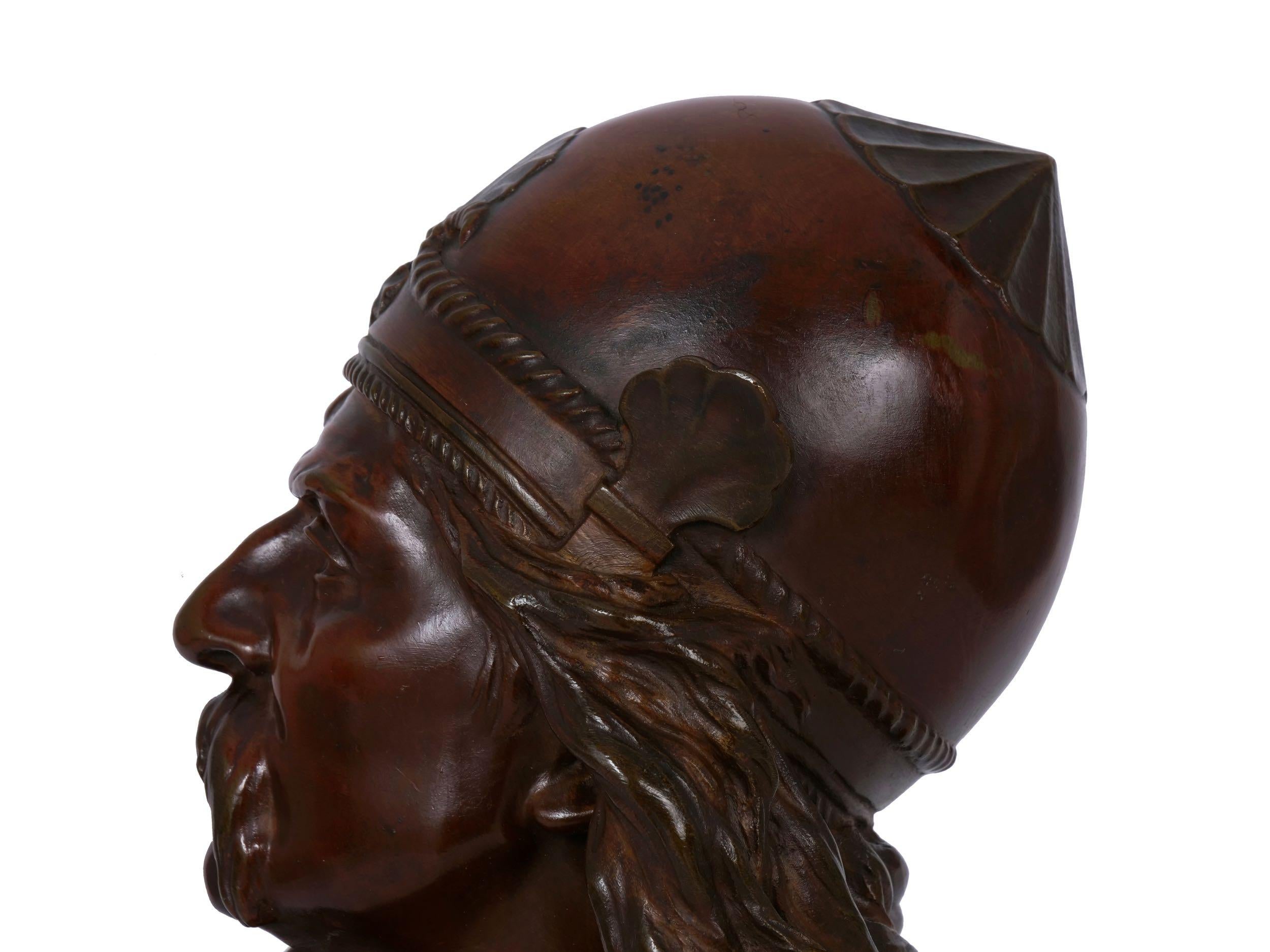 “Gallic Warrior” Antique French Bronze Sculpture Bust by Albert Froger 12