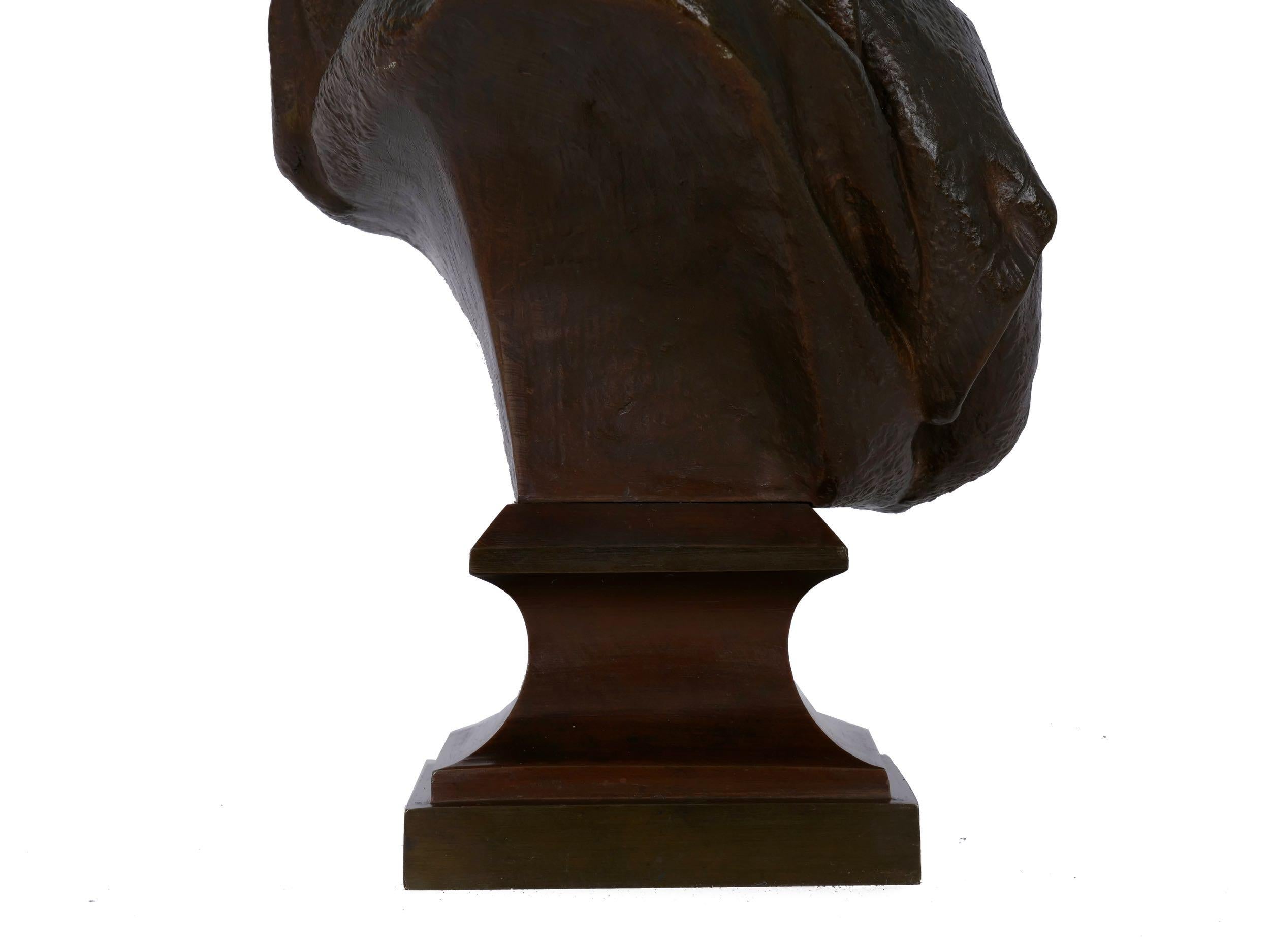 “Gallic Warrior” Antique French Bronze Sculpture Bust by Albert Froger 15