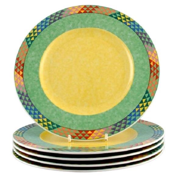 Gallo Design, Germany, Five Pamplona Porcelain Plates, Colorful Decoration For Sale