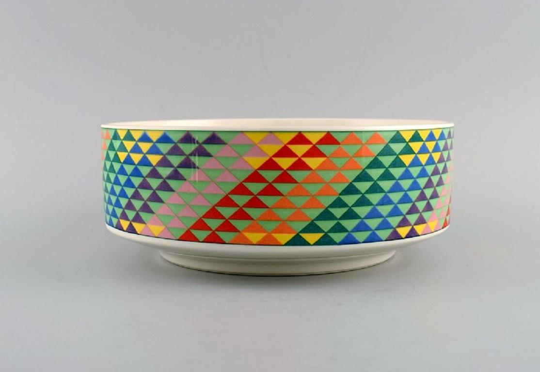 Glazed Gallo Design, Germany, Large Pamplona Porcelain Bowl, Colorful Decoration