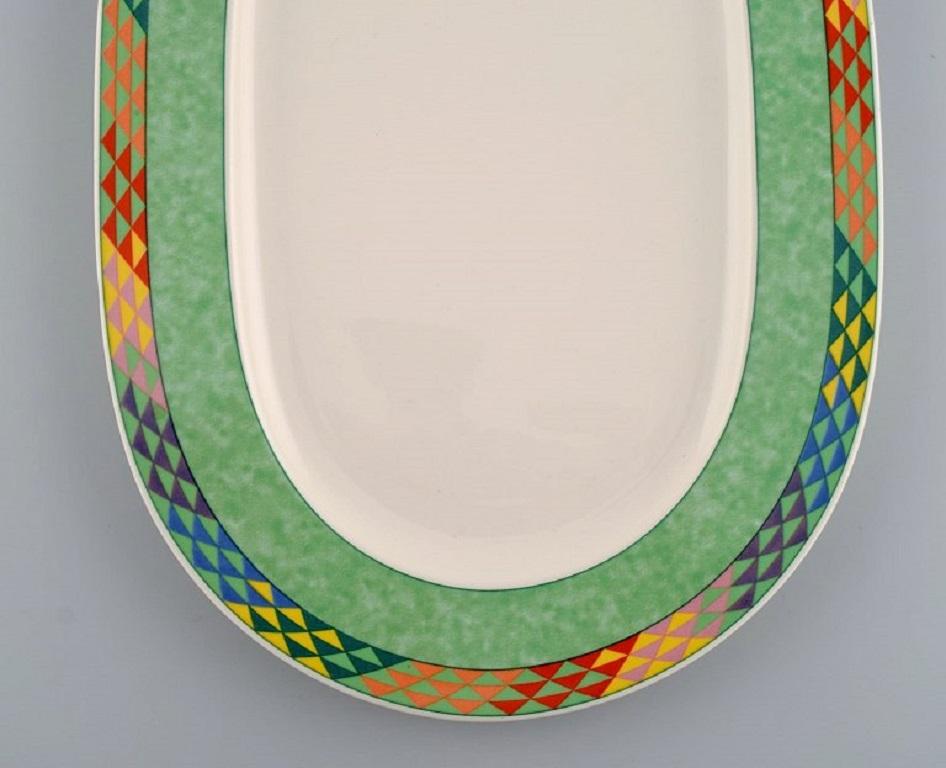 Glazed Gallo Design, Germany, Oval Pamplona Porcelain Dish, Colorful Decoration For Sale