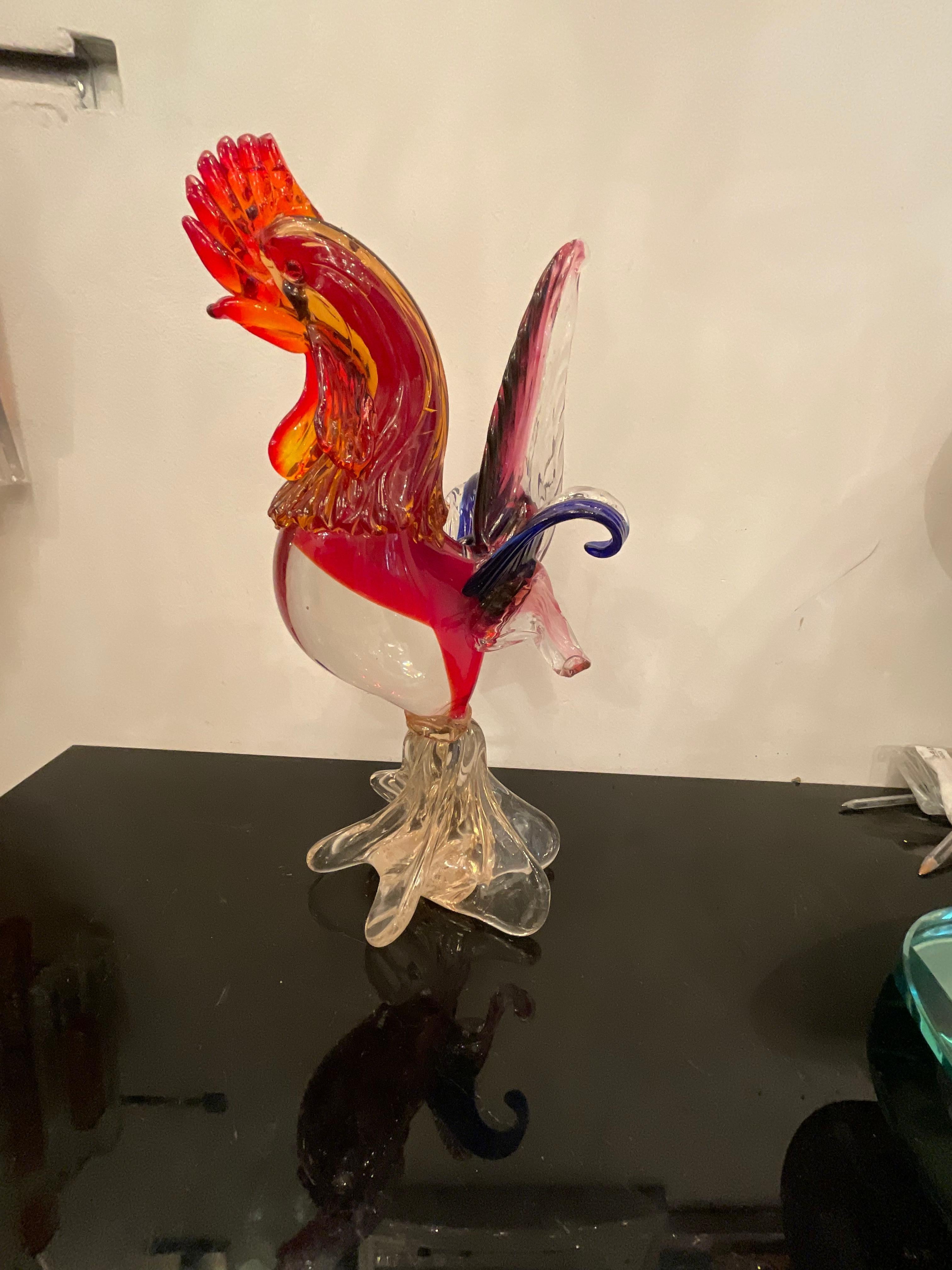 Mid-20th Century Murano glass rooster - 20th century For Sale