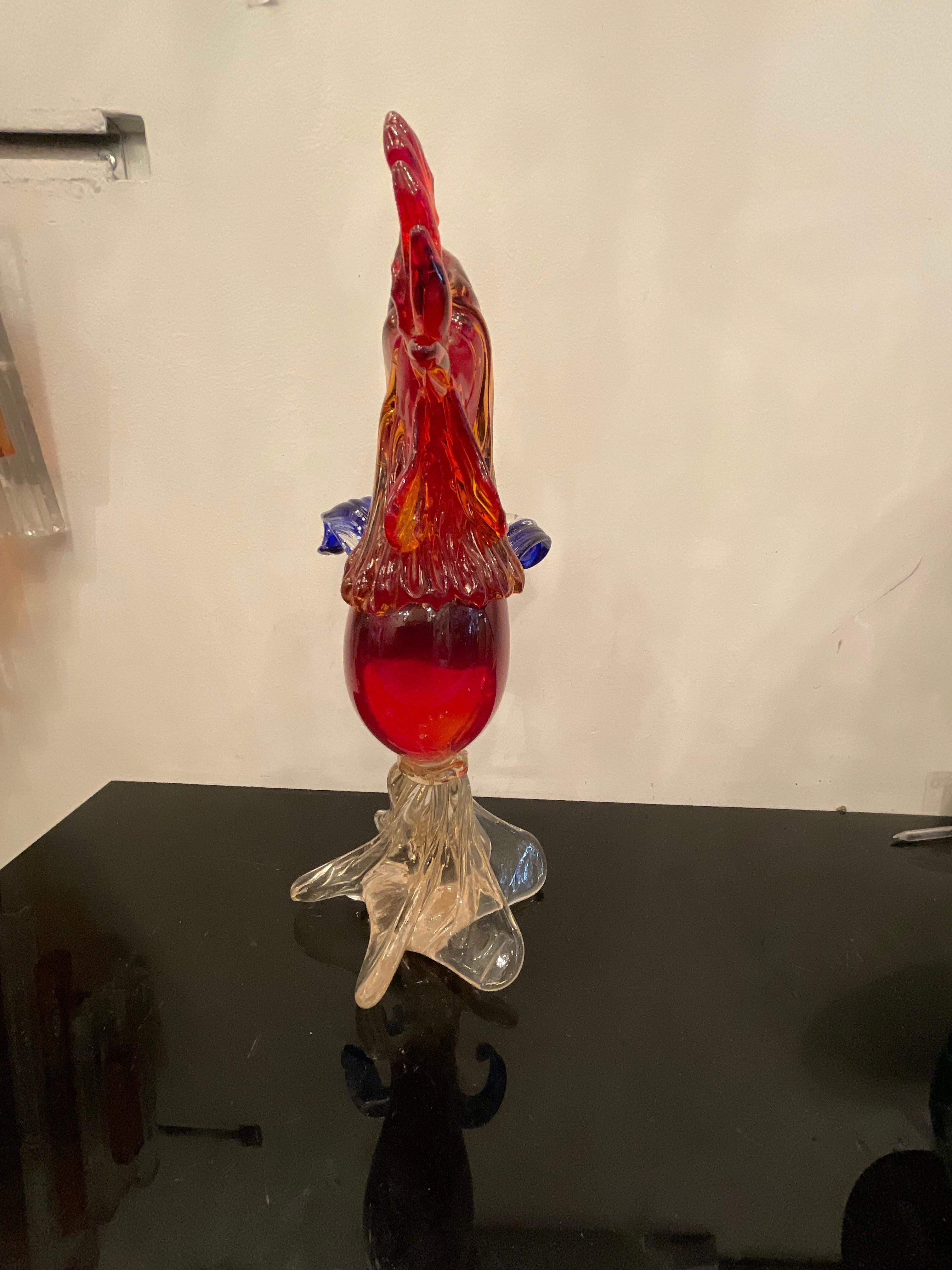 Art Glass Murano glass rooster - 20th century For Sale