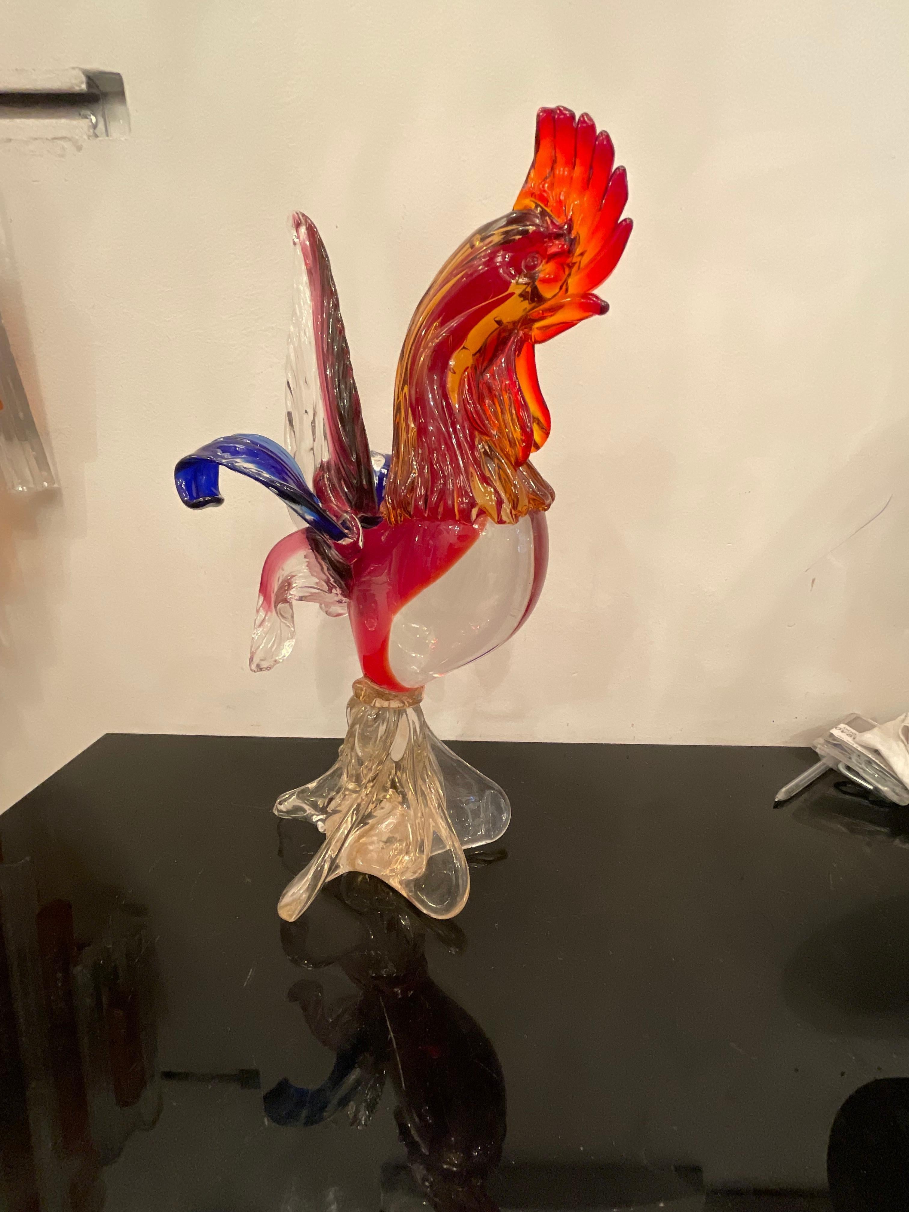 Murano glass rooster - 20th century For Sale 1